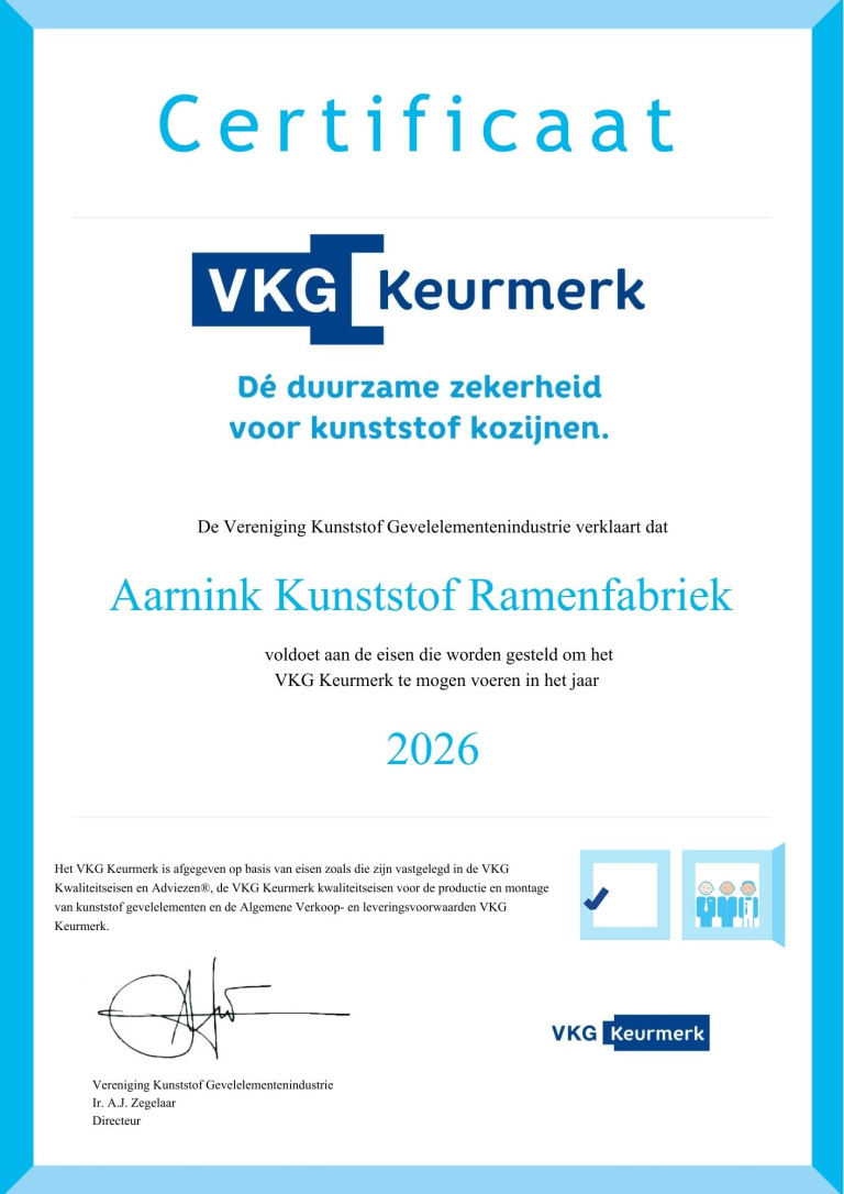 Certificaat VKG-keurmerk 2026